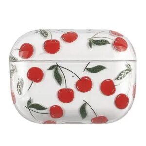 For Apple AirPods Pro (Gen 2) (USB-C) / Pro 2 Hard PC Earbud Case Lacquered Fruit Flower Pattern Bluetooth Earphone Protective Cover - Cherry