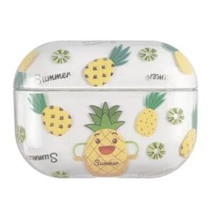 For Apple AirPods Pro (Gen 2) (USB-C) / Pro 2 Hard PC Earbud Case Lacquered Fruit Flower Pattern Bluetooth Earphone Protective Cover - Pineapple