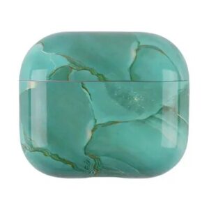For Apple AirPods Pro (Gen 2) (USB-C) / Pro 2 Anti-drop Hard PC Earbud Case Marble Pattern Bluetooth Earphone Protective Cover -Green
