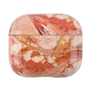 For Apple AirPods Pro (Gen 2) (USB-C) / Pro 2 Anti-drop Hard PC Earbud Case Marble Pattern Bluetooth Earphone Protective Cover -Orange