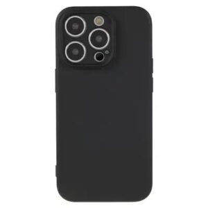 For iPhone 15 Pro Rubberized Candy Color Shell  Soft TPU + Fiber Lining Phone Case Phone Cover - Black