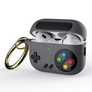 for Apple AirPods Pro (Gen 2) (USB-C) / AirPods Pro 2 , Game Console Design Earbuds Anti-drop Cover with Ring Buckle - Grey