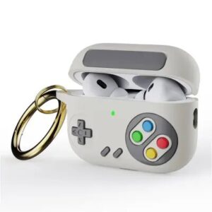 for Apple AirPods Pro (Gen 2) (USB-C) / AirPods Pro 2 , Game Console Design Earbuds Anti-drop Cover with Ring Buckle - White