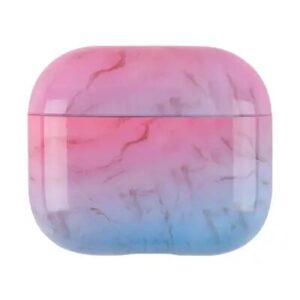 For Apple AirPods Pro (Gen 2) (USB-C) / Pro 2 Anti-drop Hard PC Earbud Case Marble Pattern Bluetooth Earphone Protective Cover - Blue-Pink
