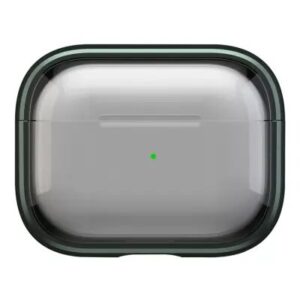 For Apple AirPods Pro 2 Case PC+TPU Bluetooth Earbud Cover Phone Stand with Carabiner - Transparent Army Green