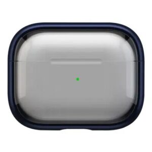 For Apple AirPods Pro 2 Case PC+TPU Bluetooth Earbud Cover Phone Stand with Carabiner - Transparent Deep Blue