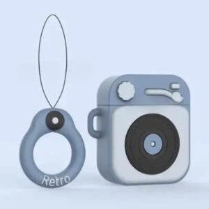 For Apple AirPods 2nd gen.Silicone Earphone Case+Finger Ring Strap - Blue
