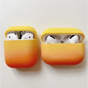 For Apple AirPods Pro Gradient Frosted Bluetooth Earphone Protective Cover PC Hard Case (without Buckle) - Yellow / Pink