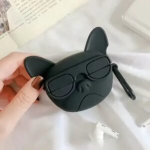 For Apple AirPods Pro with Buckle Bluetooth Silicone Case - Black/Dog