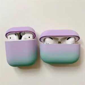 For Apple AirPods Pro Gradient Frosted Bluetooth Earphone Protective Cover PC Hard Case (without Buckle) - Purple / Green
