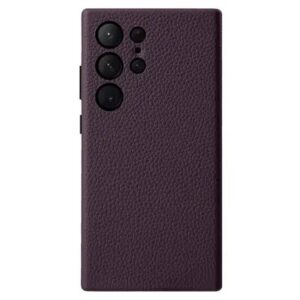 MELKCO For Samsung Galaxy S25 Ultra Case Genuine Cow Leather + PC Anti Drop Phone Back Cover - Purple