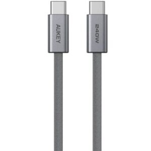 AUKEY CB-DCC242 C to C 240W/480Mbps 1.8M Braided USB 2.0 Cable (Gunmetal)