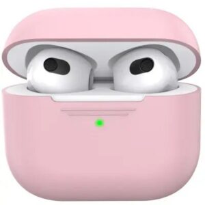 AHASTYLE PT176 For Apple AirPods 3 Silicone Protective Case Bluetooth Earphone Anti-drop Cover with Anti-dust Charging Port Plug - Pink