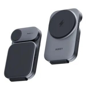 Aukey 3 in-1 15W LC-MC312 MagFusion Z Qi2 Foldable Wireless Charging Station Gray