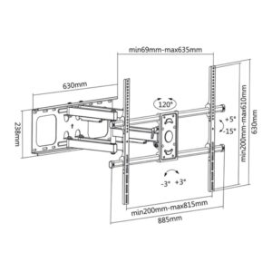 Stell Extensible adjustable mount for TV 50" - 100"