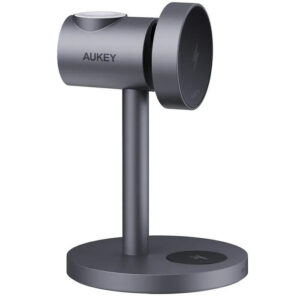 AUKEY LC-MC311 3-in-1 desktop magnetic wireless charger (gun color) QI2.0 version with C-C1.5M+30W European standard charging plug