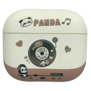 For Apple AirPods Pro Earphone Protector TPU Earphone Case Lovely Panda Earphone Shell - White