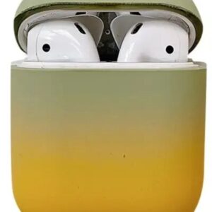 For Apple AirPods 2nd gen.Gradient Frosted PC Hard Case Protective Cover (without Buckle) - Green / Yellow