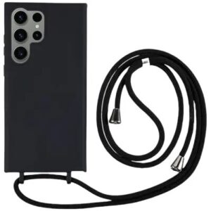 For Samsung Galaxy S25 Ultra Case TPU Soft Shockproof Phone Cover with Adjustable Lanyard - Black