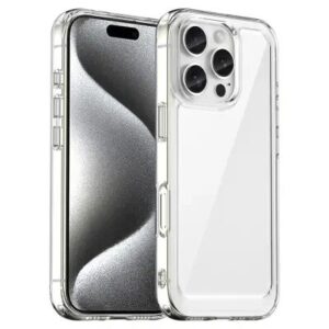 For iPhone 16 Pro Clear Case TPU + Acrylic Back Cover (Big Rear Lens Hole)